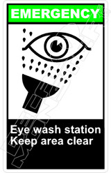 Emergency 017V - eye wash station keep area clear 