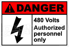 Danger 010H- 480 volts authorised personnel only 