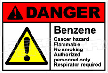 Danger 029H - benzene cancer hazard flammable no smoking 