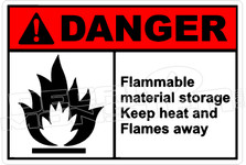 Danger 104H - flammable material storage keep heat and flames away 