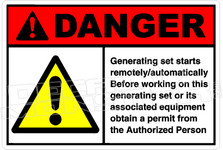 Danger 119H - generating set starts remotely - automatically 