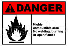 Danger 154 H- highly combustible area no welding, burning or open flames