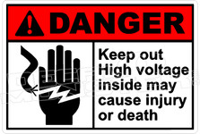 Danger 184H - keep out high voltage inside may cause injury or death 