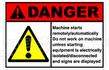 Danger 216H - machine starts remotely - automatically 