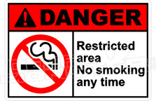 Danger 284H - restricted area no smoking any time