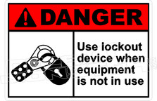 Danger 330H - use lockout device when equipment is not in use 