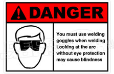 Danger 346H - you must use welding goggles when welding 