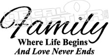 Family Love Never Ends Quote Decal Sticker