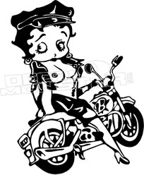 Biker Betty Boop Boobs Out Decal Sticker