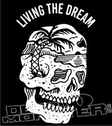 Living The Dream Skull On Island Decal Sticker
