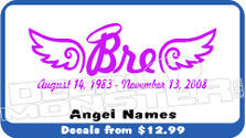 Angel Names Memorial Decal Sticker