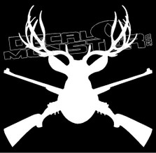 Antlers and Guns Cross Hunting Decal Sticker 