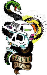 Skull Bike Club Decal Sticker