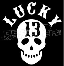 Lucky 13 Skull Decal Sticker - DecalMonster.com