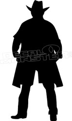 Cowboy Standing Duster Coat Silhouette Decal Sticker