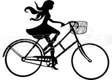 Girl Riding Bike Funny Decal Sticker