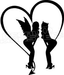 Temptation Heart Love Girls Devil Angel Decal Sticker
