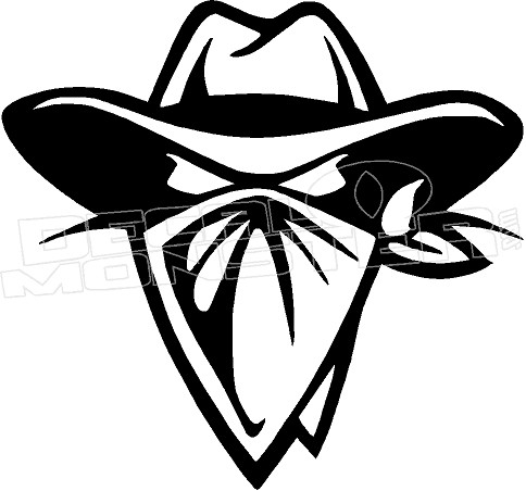 1 10" Cowboy Outlaw Skull motorcycle country truck decal sticker Vinyl #L152