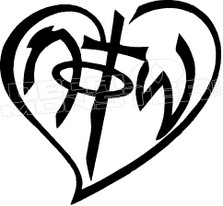 NOTW Not of This World Heart Cross 1 Religious Decal Sticker
