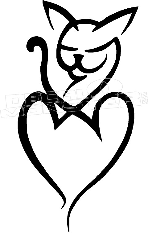 Love Cat Heart Silhouette 3 Decal Sticker - DecalMonster.com