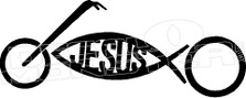 Jesus Motorcycle Darwin Fish 2 Decal Sticker