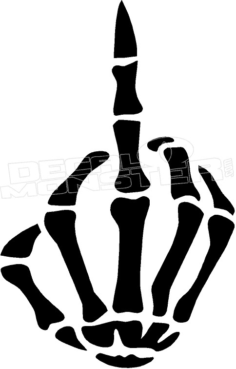 Skeleton Hand Giving Middle Finger Vinyl Decal Sticker