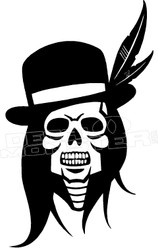 Native Indian Top Hat Skull Decal Sticker