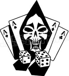 Roll The Dice Lucky Reaper Skull Decal Sticker