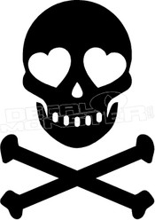 Heart Eyes Skull & Crossbones 1 Decal Sticker
