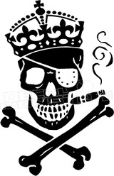 Royalty Skull and Crossbones Smoking Decal Sticker