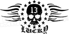 Lucky 13 Skull 1 Decal Sticker