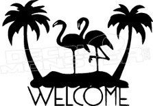 Flamingos Welcome Beach Decal Sticker