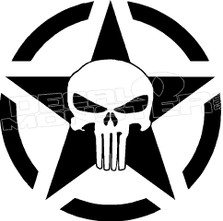 Punisher Army Star 2 Decal Sticker