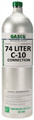 GASCO 74L-252-5A Chlorine 5 PPM Calibration Gas Balance Air in a 74 Liter Aluminum Disposable Cylinder Connection Type C-10