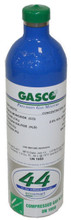 GASCO 323E Mix, CO 50 PPM, Methane 1.25%= (50% LEL) Pentane simulant, Oxygen 18%, in Nitrogen in a 44 Liter ecosmart Cylinder