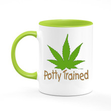 J-CupZ - 11 oz. Ceramic Mugs with green handle and inside.