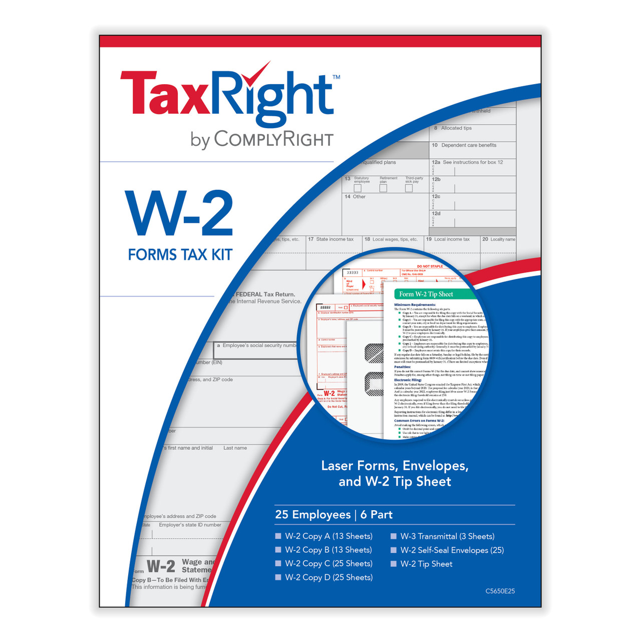 TaxRight W2 Tax Form Kit for 25 Employees New Medical Forms