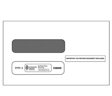 Double Window Envelope for 2-Up 1099-MISC, 100/pkg, Gum Seal.  (Item #7777-1)