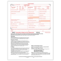 W-3 Transmittal (item# 5200). Transmittal of Income and Tax Statement (for W-2's).  2025