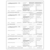 W-2 4-UP Horizontal Employee Copy B,C, 2 & 2. (Item # 5206)   2025