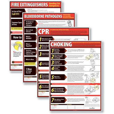 Lifesaving Poster Set (CPR, Choking, Fire Extinguishers, & Blood-borne Pathogens).  (item # WR0242)
