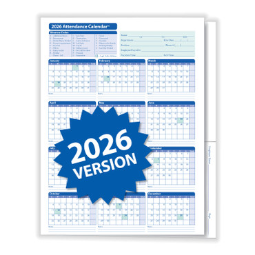 2026 Attendance Calendar FOLDER (item # A3050), white, pack of 25