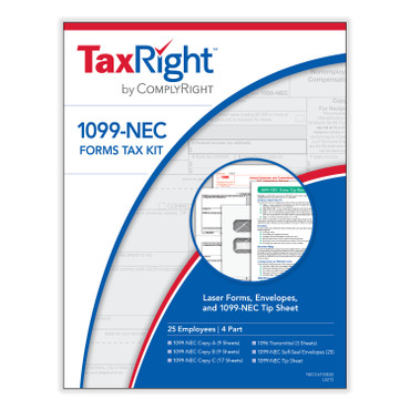 (NEW) TaxRight 1099-NEC 4-Part Kit for 25 Employees (Item # NECC6103E25) 2022