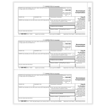 1099-NEC Recipient Copy B, 100/Pkg. (item # NEC 5111)