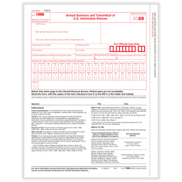 1096 Annual Summary & Transmittal Form (for 1099's). (item# 5100)  2025