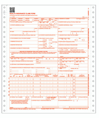 CMS-1500 02/12 Claim Form 1-Part Continuous, 2500 sheets. (Item # CMS121)