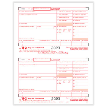 W-2 Form, Federal IRS Copy A (item #5201)  2023