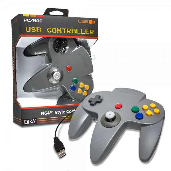 usb game controller joypad joystick gaming for nintendo n64 pc mac grey