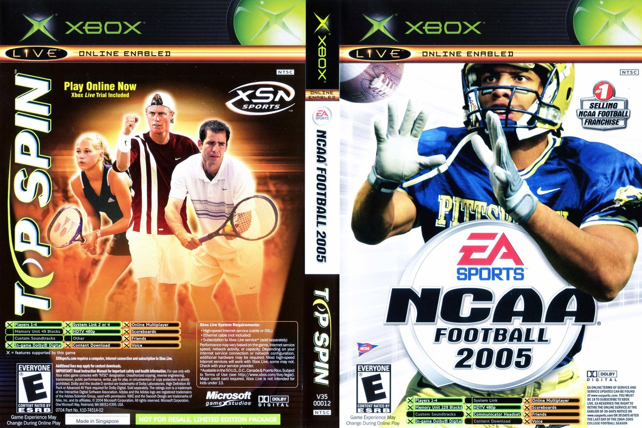 Top Spin/NCAA Football 2005 - XBOX (Disc Only)