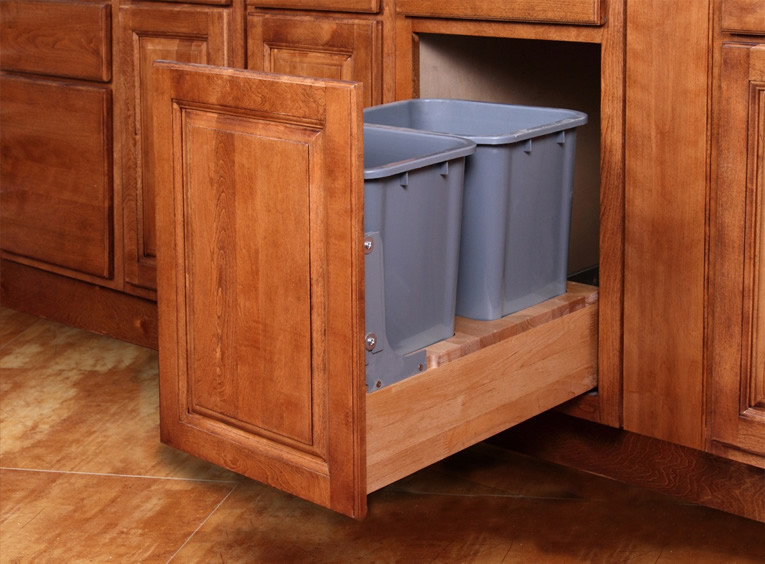 Double Base Waste Basket Pull Out 18 Rta Cabinet Hub